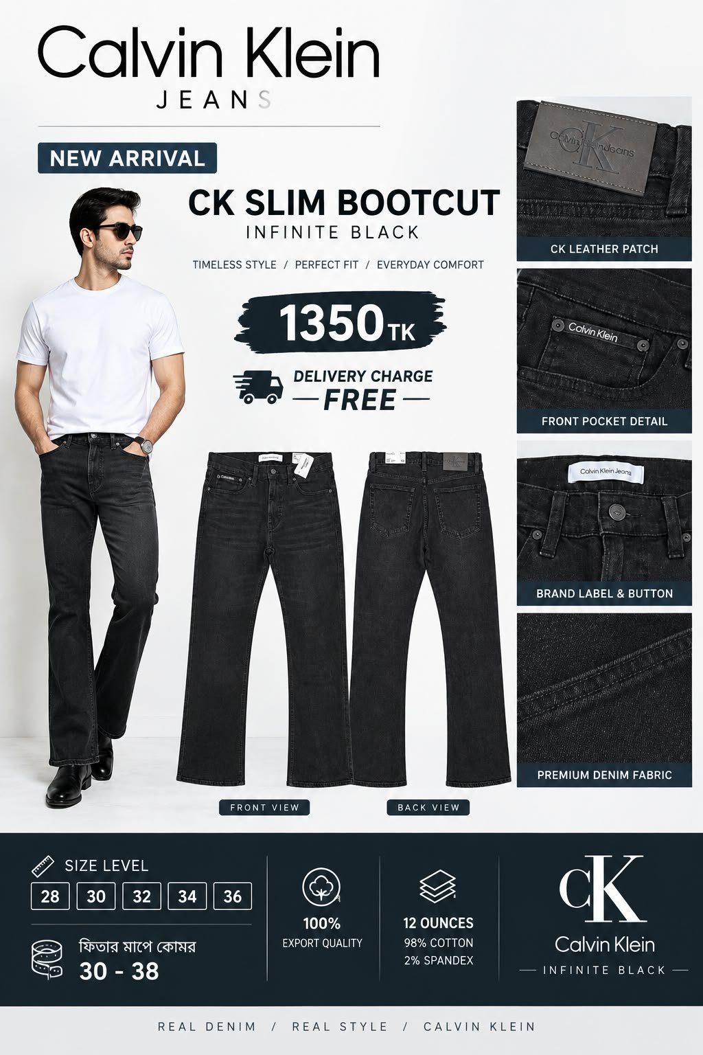 Calvin Klein (CK)Slim bootcut Infinite Black